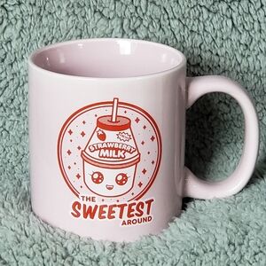 Kawaii Pink Strawberry Milk "The Sweetest Around" Ceramic Mug 15oz